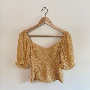 Abercrombie & Fitch Elegant Yellow and White Floral Blouse